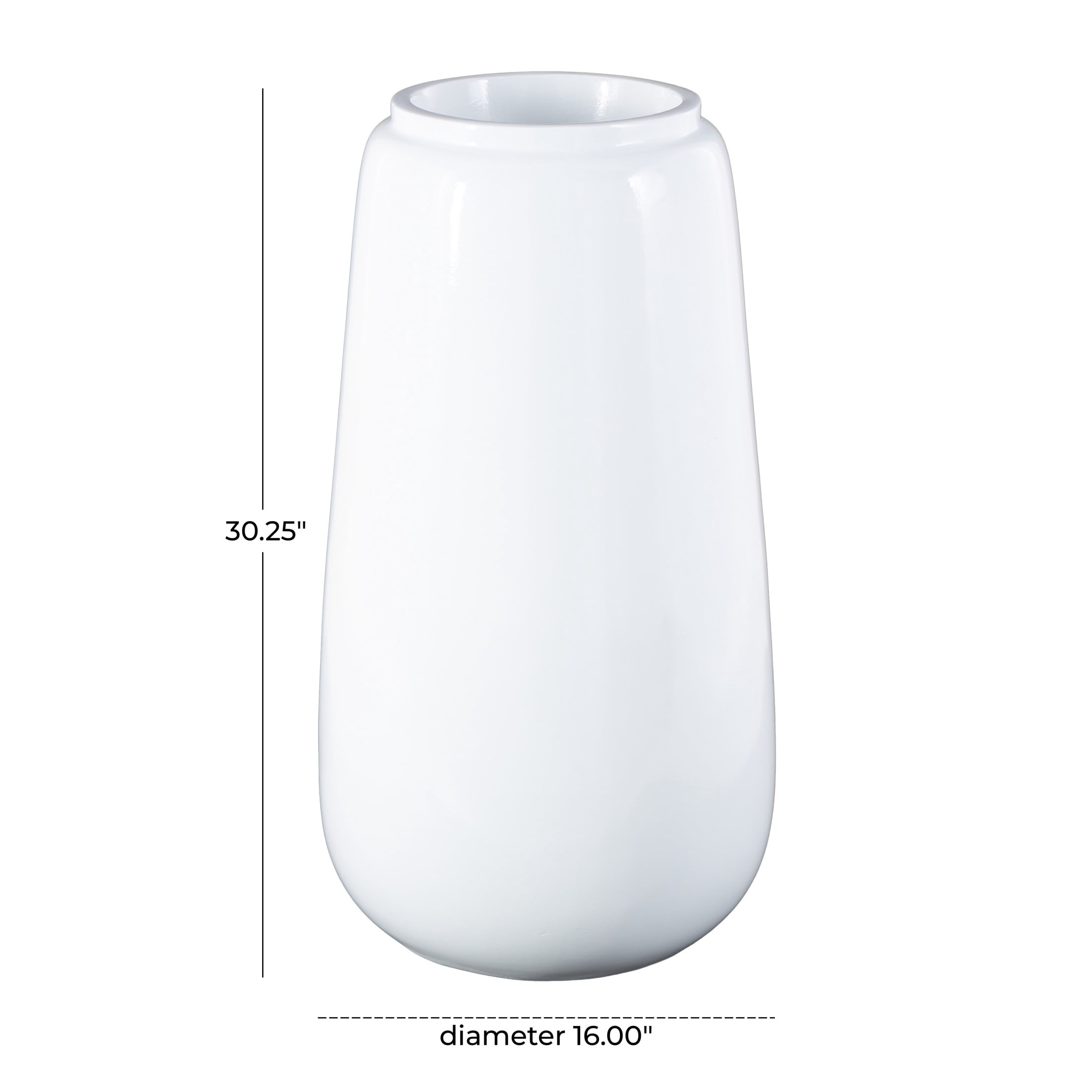 DecMode 30" Tall Floor White Resin Vase