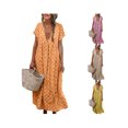 thumbnail image 3 of ITFABS Robes Décontractées à Manches Courtes pour Femmes, Imprimé Floral, Maxi, Amples, Robes de Plage, 3 of 6