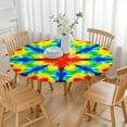 thumbnail image 3 of Rainbow Tie Dye Mandala Pattern Round Fitted Tablecloth with Elastic Edge,Dining Table Cover Waterproof,Outdoor Round Tablecloth for Camping,Dining,Indoor and Outdoor, 3 of 7