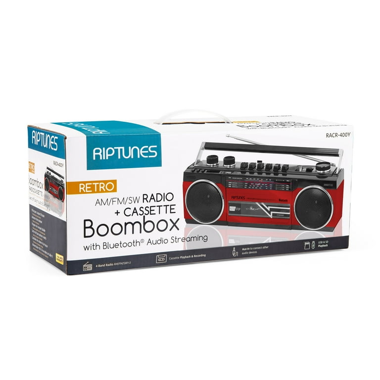 Riptunes Retro Bluetooth Cassette Boombox with USB Riptunes Retro Bluetooth Cassette Boombox with USB
