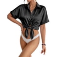 thumbnail image 3 of MOYIKO Swimsuit Coverup for Women Silk Stain Summer Tops Bathing Suit Cover Up Button Down Shirts Beach Outfits Dress, 3 of 7