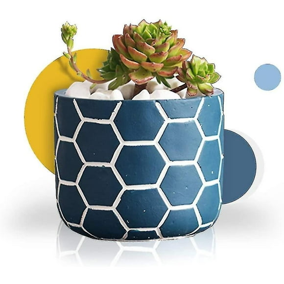 Flower Plant Pot - 4.7quot; Small Cement Pots With Drain Hole Modern Decorative For Indoor Planters