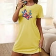 thumbnail image 3 of Tnhcen Women's Oversized Short Nightgown Printed Round Neck and Short Sleeves Dress Nightshirt Nightgown Nightwear All for Women Womens Sleepwear Underwear Dress Yellow, 3 of 6