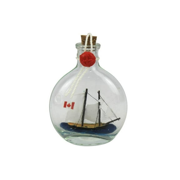 Handcrafted Nautical Decor Bluenose Sailboat in a Glass Bottle 4" - Ship in a Bottle - Model Boat - Nautic