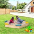 thumbnail image 2 of Arenero Infantil de Madera Costway Caja de Arena con 6 Asientos Estructura sin Fondo para Niños 3+ Años 140 x 122 x 14 cm Multicolor, 2 of 7