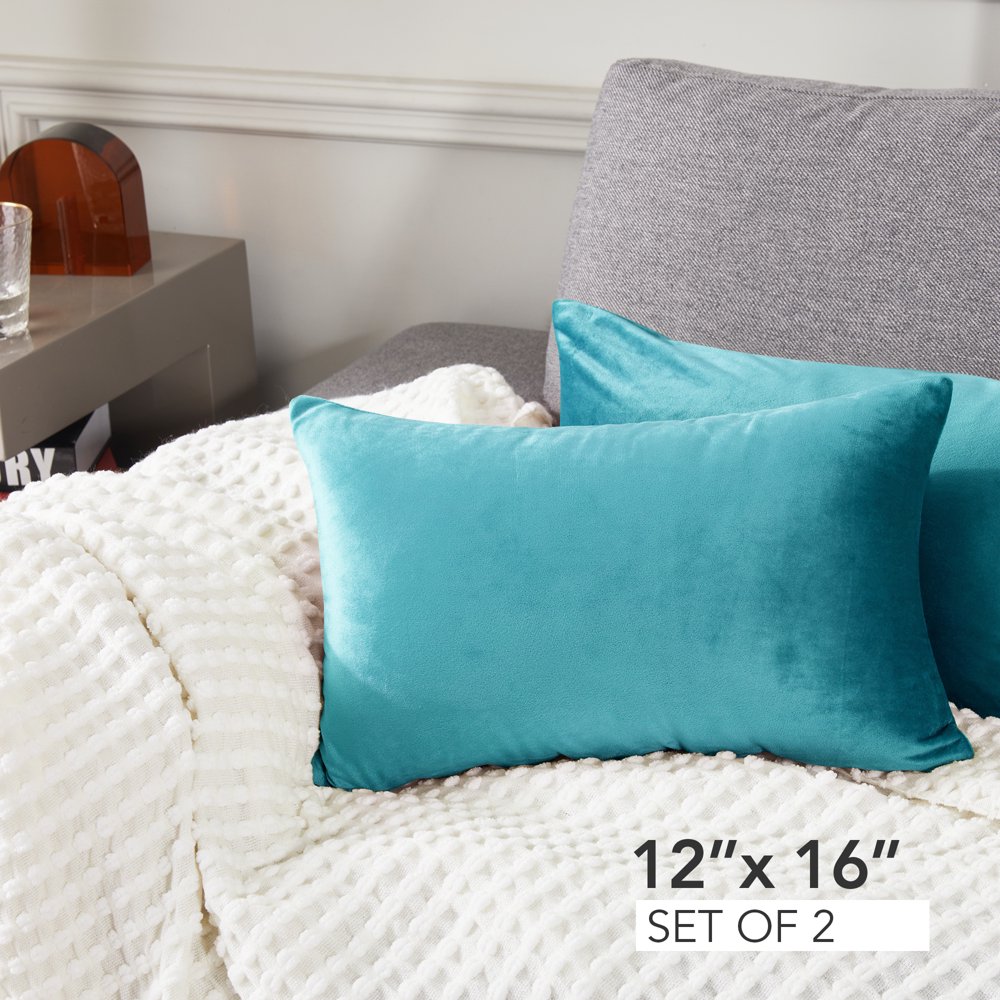 Deconovo Pack of 2 Throw Pillow Covers Plush Velvet Pillow Covers Super Soft Rectangle Pillow