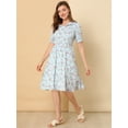 thumbnail image 3 of DARING DIVA Peter Pan Collar A-Line Flowy Midi Chiffon Floral Dress 3XL Blue, 3 of 6