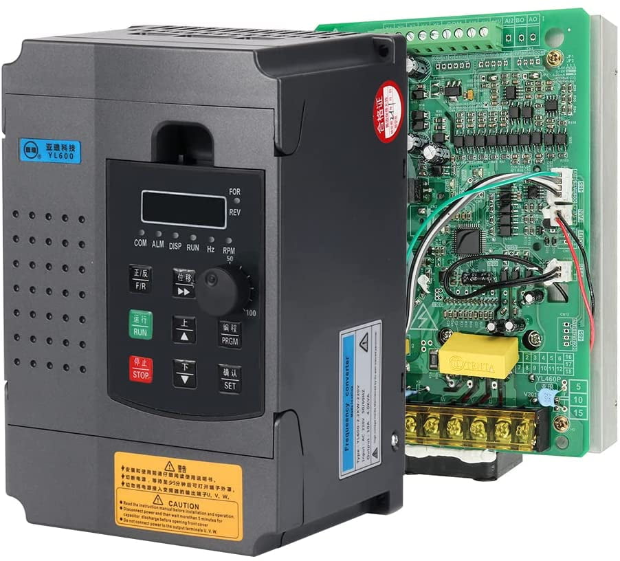 Mollom VFD 220V 1.5KW 2HP Single Phase Input 3 Phase 0-999Hz Output Variable Frequency Drive CNC Motor Inverter Converter for Spindle Speed Control 