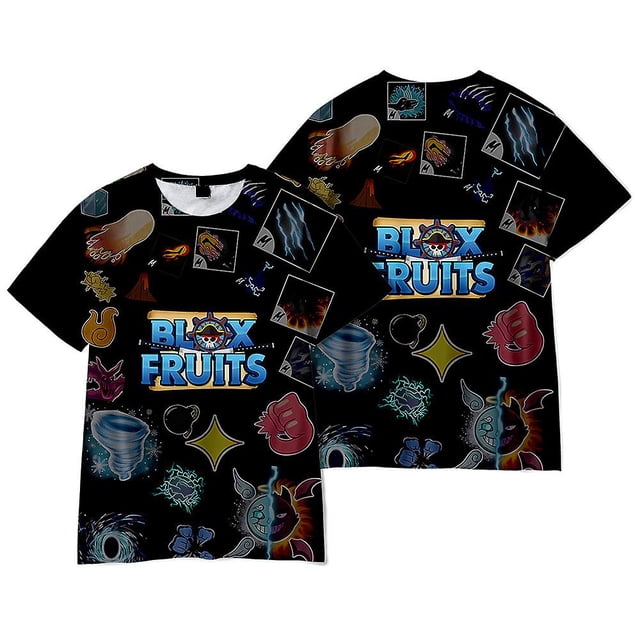 T-shirt à Manches Courtes pour Enfants Garçons Filles Imprimé Roblox Blox Fruits Fans de Gamer Cadeaux 6-10 Ans