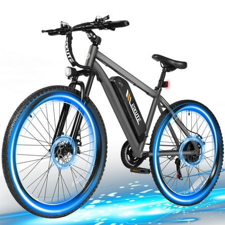 ESKUTE Grey Electric Bike for Adults – 27.5" Mountain E-Bike, 21-Speed,1200W Peak Brushless Motor 19MPH,500W Motor 48V 10.4Ah Removable Battery, Up to 55 Miles Range, Commuter E-MTB,with NFC Unlock