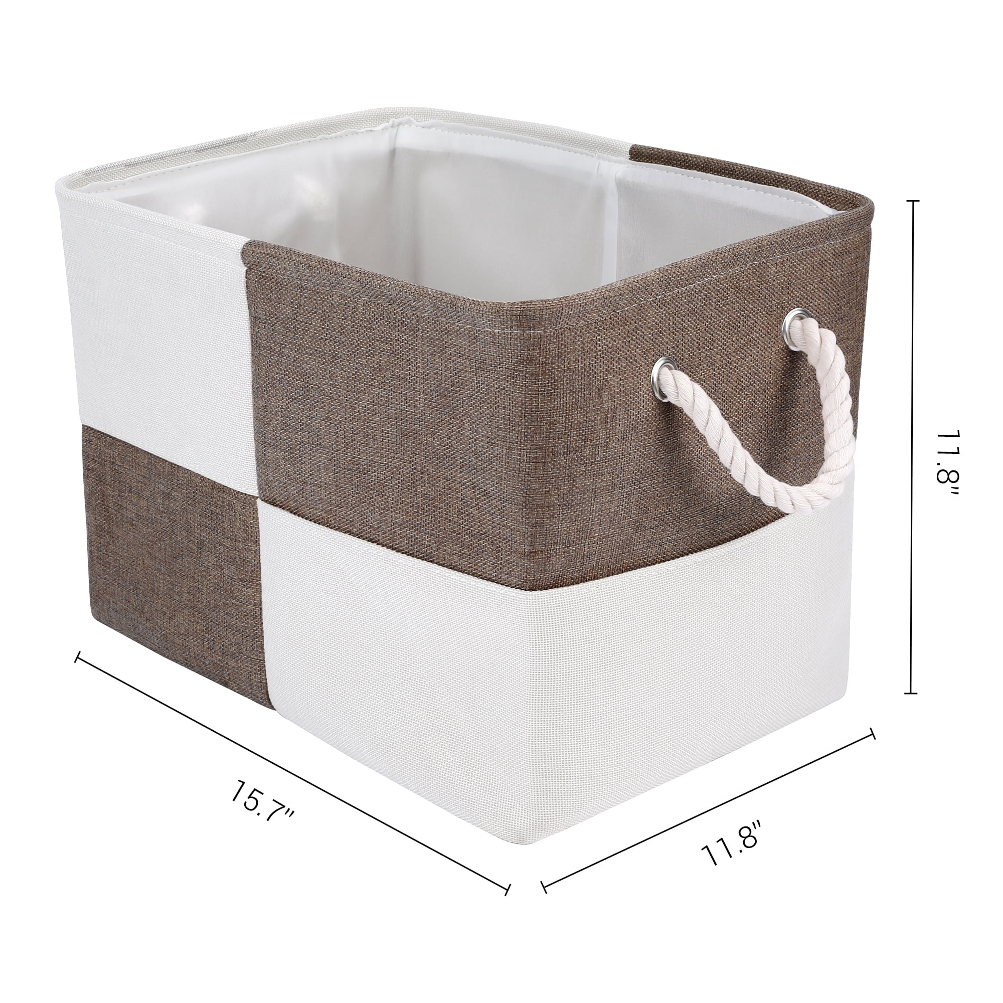 Unique Bargains Cotton Storage Bin with Handles Brown 15.7*11.8*11.8in