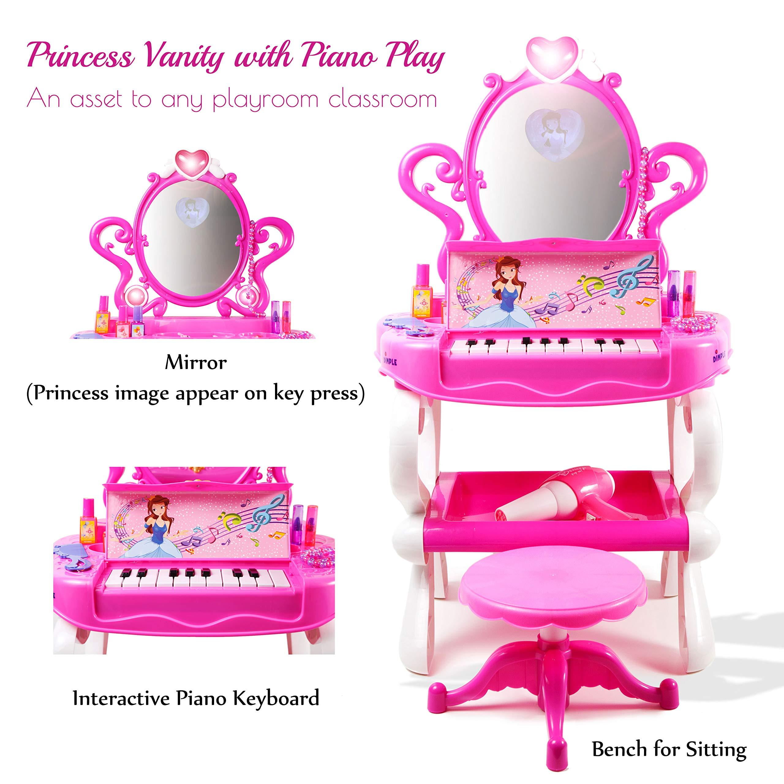 Functional Princess Vanity Set Girls Toy with 16 Fashion  Makeup Accessories 