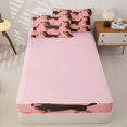 thumbnail image 4 of Homewish Cute Dachshund Dog Zipper Twin Comforter Sets with Fitted Sheet and 2 Pillowcases,Kawaii Love Pattern Zipper Bedding Set,Pink,Pink Reversible,4pcs, 4 of 8