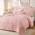 thumbnail image 5 of Lipa Queen Size Comforter Set,5-Piece Bed in a Bag,All Season Bedding Set,Ruched Design,Comforter,Pillowcases and Shams,Pink, 5 of 9