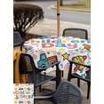 thumbnail image 5 of Outdoor Tablecloth with Umbrella Hole for Patio/Picnic/Party/Camping, Children's Day Waterproof Table Cloth Square Cover Washable, Cartoon Cute Watercolor Truck Cat (54"x 54"), 5 of 8