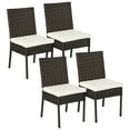 thumbnail image 2 of Outsunny 4 Outdoor Dining Chairs, Cushioned Patio Wicker Dining Chairs, Brown, 2 of 9