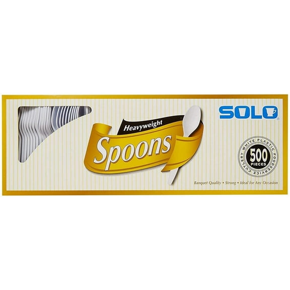 Solo Heavyweight Plastic Spoons – 500 Count Disposable Cutlery for Parties & Events