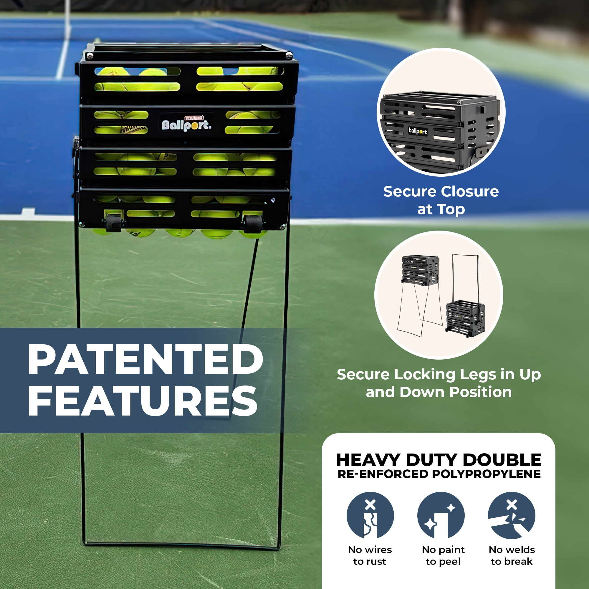 Tourna Deluxe Tennis Ball Collector Hopper with Wheels, 80 Ball