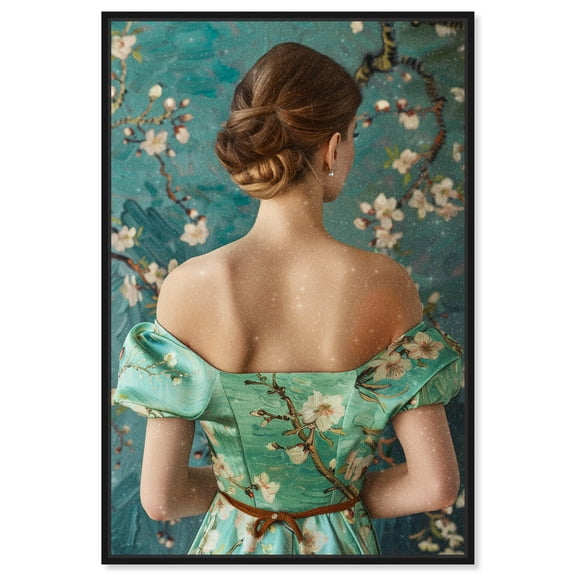 Autumn Blossom Dress Fashion And Glam Canvas Wall Art by Art Remedy, Black Floater Frame, 10"x15"