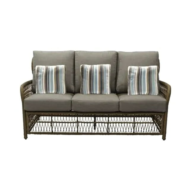 Four Seasons Courtyard Positano 3 Seater All Weather Wicker Loveseat, Beige
