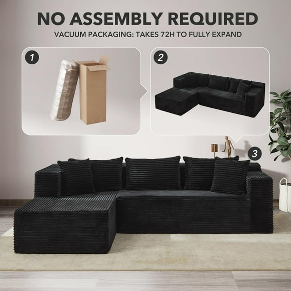GloryStar 106" Cloud Sectional Couch with L-Shape Chaise, Modern Modular Sofa with Deep Seat, Upholstered for Living Room, No Assembly Required, Left Facing