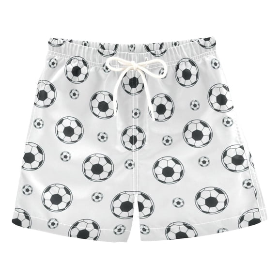 BZSMCE Beach Shorts Trunks Quick Dry Short Black and White Soccer Balls Of Printed