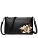 thumbnail image 3 of Elegante bolso bandolera de piel negra con bordado floral Bolso de hombro compacto y versátil para mujer Combinación de estilo y funcionalidad, 3 of 5