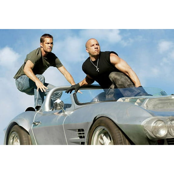Vin Diesel Paul Walker Fast Five Great Action Shot With Car 24x36 Poster