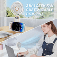 thumbnail image 5 of Portable Handheld Fan, Portable Fan with Base, LED Display, 5-Speed Wind, Foldable Fan, Rechargeable 3 in 1 Handheld/Neck/Desk Fan for Outdoor Indoor, White, 5 of 11