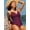 Wine Red, variant on Women's One Piece Swimsuits Tummy Control Ruched Swimwear Solid Color V Neck Bathing Suit Black XL