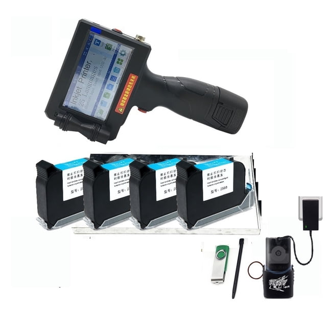 Imprimante Jet, Écran Tactile 12.7mm Imprimante à Jet d'Encre Portable Séchage Rapide Codeur Imprimante d'Étiquettes 600DPI Code QR Logo Imprimante Thermique, Impression Rapide