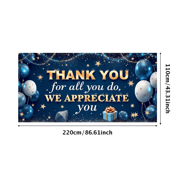 Decorative Design Thank You Banner Colorful Balloons Appreciation Decor Stars and Gifts for Gratitude Celebration Office Party Indoor Decoration