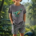 thumbnail image 2 of Bjutir Toddler Boys Outfit Set Dinosaur Print Short Sleeve Crew Neck Tees With Shorts Set Summer Lightweight Boys Outfit Size 11-12 Years Grey, 2 of 9