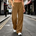 thumbnail image 5 of Zynoxe Womens Corduroy Pants Fall Warm Comfortable Elastic Waist Wide Leg Pants Casual Straight Relaxed Plus Size Sweatpants with Pockets Brown XL, 5 of 7