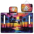 thumbnail image 5 of Xixirimido Portable Golf Cart Seat Cover with 4 Pocket Quilted Golf Cart Seat Blanket with Handle Foldable Club Car Seats Towel Fits 2-Person Golf Carts, Sunset Glow Palm Trees, 5 of 8
