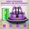 thumbnail image 6 of iRerts 12V Bumper Car, Ride on Electric Bumper Car for Kids Toddlers, Battery Powered Ride on Toys with Remote Control, Bluetooth, Music, LED Light, 360°Spin, Gifts for Ages 2-5 Boys Girls, Purple, 6 of 9