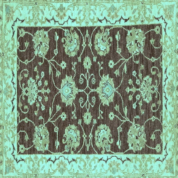 Ahgly Company Indoor Square Abstract Light Blue Modern Area Rugs, 5' Square