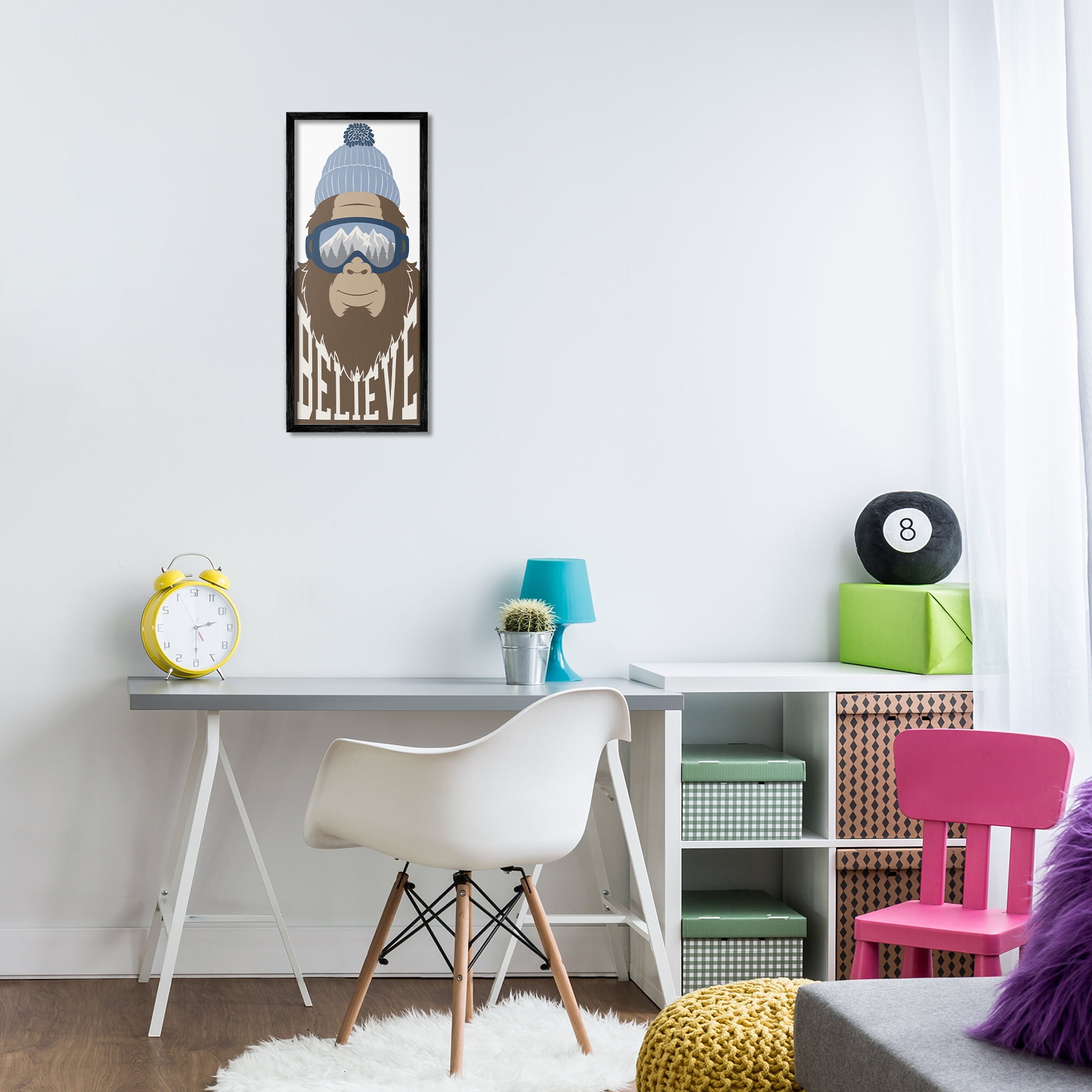 Believe Winter Bigfoot Black Framed Giclee Art, design by Marcus Prime