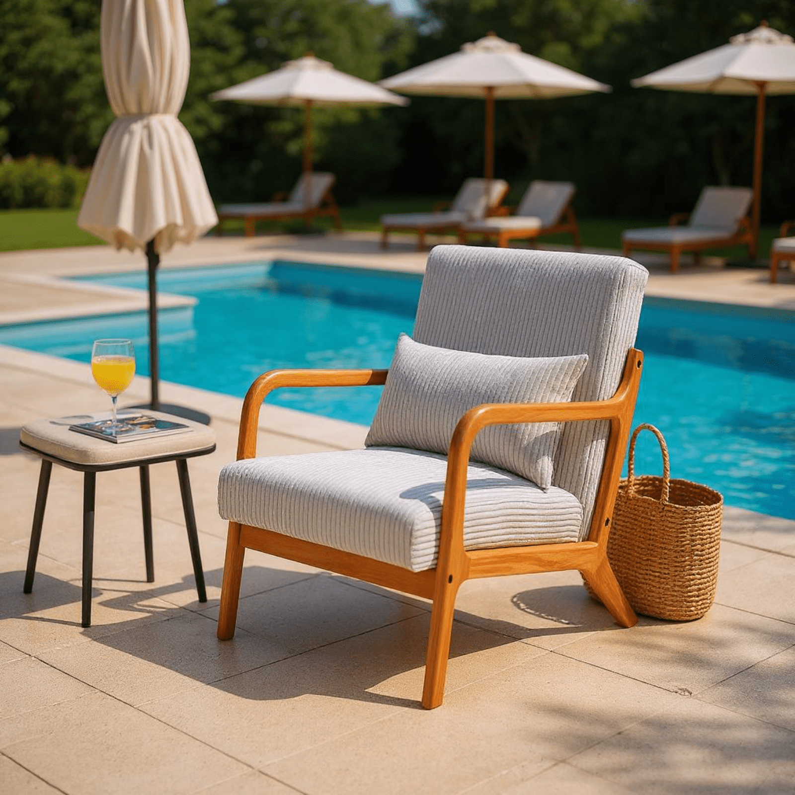 Homy Casa Modern Accent Chair with Wooden Frame and Corduroy Upholstery, Living Room Armchair