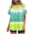 thumbnail image 1 of Penkiiy T-Shirts Dégradés Oversize pour Femmes Été Coupe Ample Col Rond Manches Courtes Hauts Blouse Décontractée Y2K Basique Graphiques L Jaune, 1 of 4