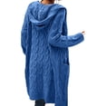 thumbnail image 3 of Winter Hooded Cardigan Sweater Coat Women Oversized Chunky Knit Open Front Long Outwear, 3 of 5