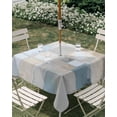 thumbnail image 3 of Square Outdoor Tablecloth with Umbrella Hole Blue Beige Color Blocks Outside Table Cloth Waterproof Patio Table Cover Abstract Oil Painting Geometric Zipper Tablecloths for Picnic Camping 60x60 Inch, 3 of 8