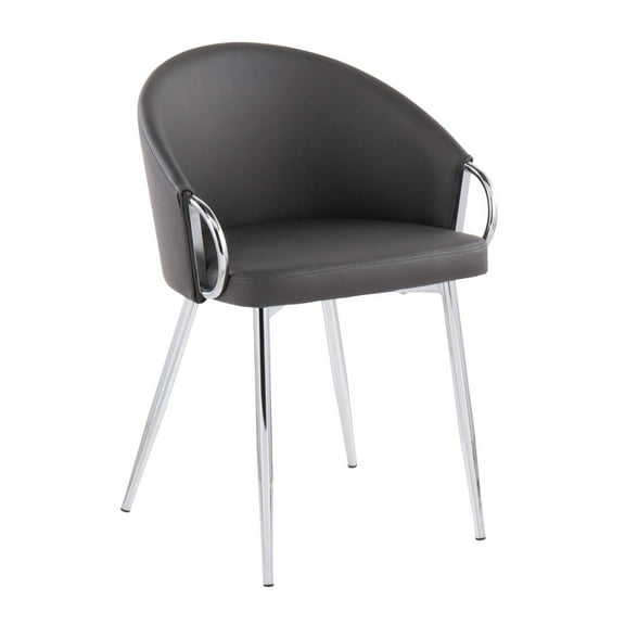 Silver Orchid Battista Silver Upholstered Chair Grey Faux Leather