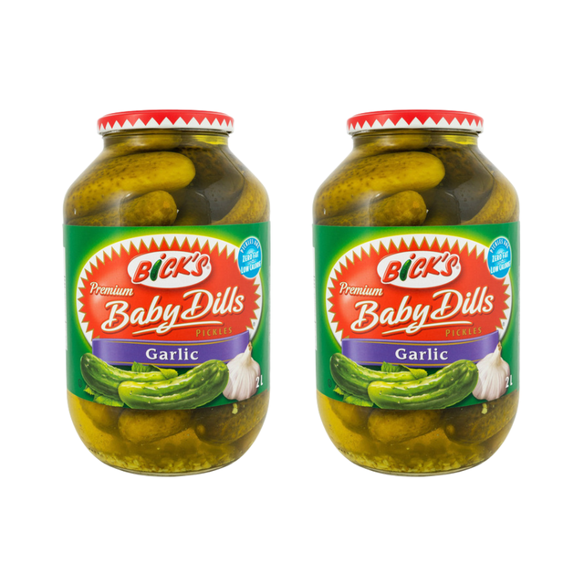 Cornichons à l'Aneth Croquants Bick's avec Ail, 2 L (Lot de 2), 4 L au Total