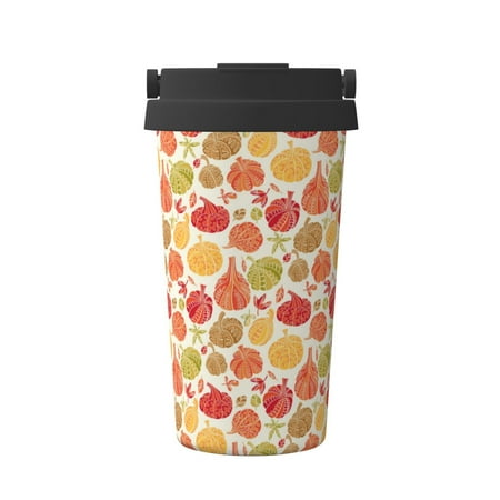 

Salouo Cute Colorful Pumpkins Print Coffee Travel Mug Spill Proof with Lid-Stainless Steel Vacuum Insulated Tumbler - Thermos Cup for Keep Hot/Ice Coffee Tea and Beer