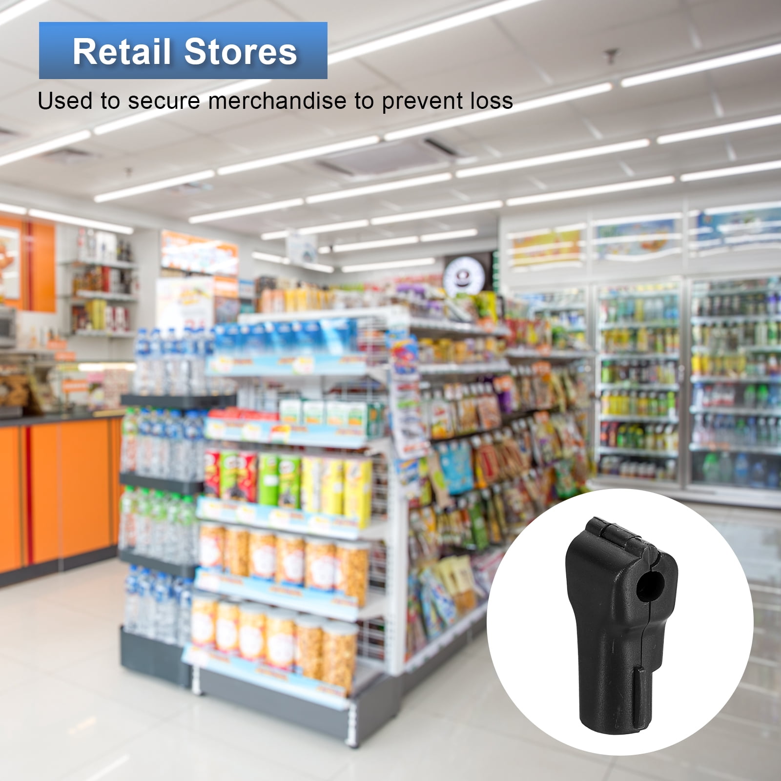 Uxcell 50pcs Peg Hook Locks Stop Locks, 6mm ABS Pegboard Display Hook Security Lock, Anti Sweep Theft Stop Locks for Retail Shop and Shopping Center Pegboard Display, Black