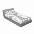 thumbnail image 3 of Ambesonne Nautical Fitted Sheet & Pillow Sham Set, Doodle Boat on Waves, Queen, Black White, 3 of 3
