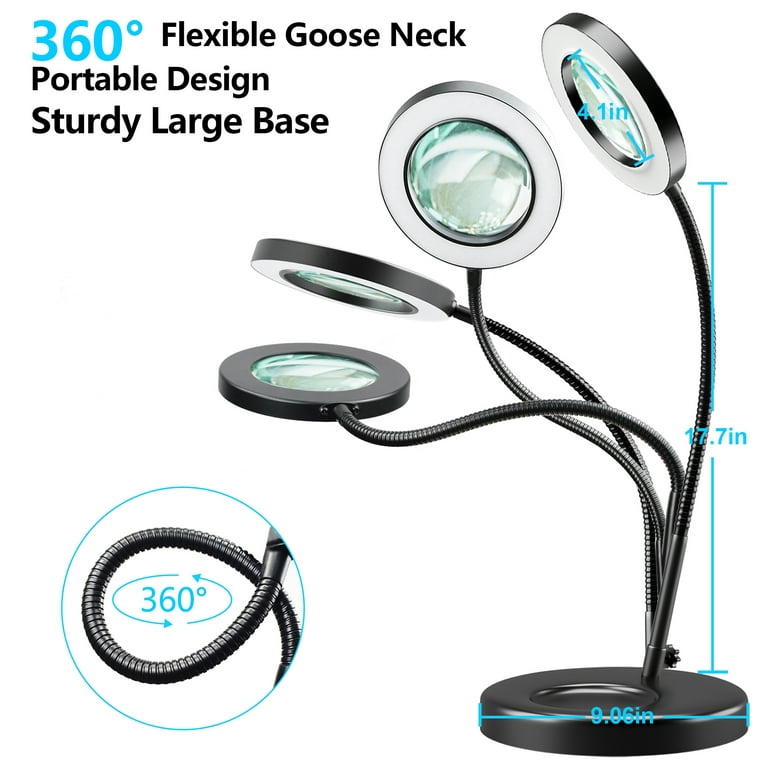 10X Magnifying Glass with Light and Stand 2In1 Flexible Gooseneck  Magnifying Des
