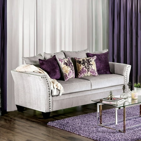 Furniture Of America Clera Contemporary Grey Nailhead Sofa By Foa