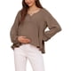 thumbnail image 1 of Blusa de maternidad Inspire Chic, tops de corte alto-bajo, cuello en V, babydoll, con botones, manga larga, plisada, fruncida, embarazo, marrón, 1 of 6